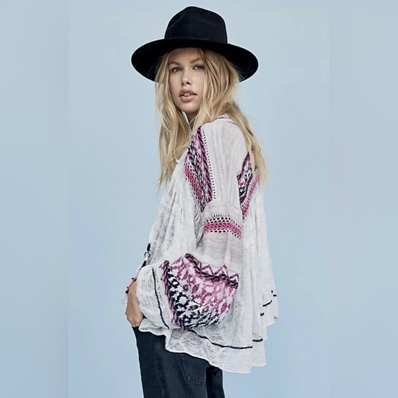 Free People Dreamland Crochet Knit Swingy Cardigan Sweater Size XS - Picture 8 of 16